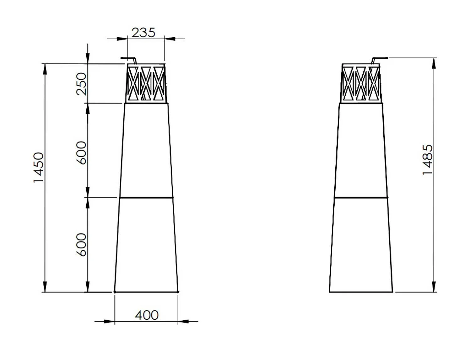 Vulcano - Chimenea de bioetanol para exterior 40x40x145 cm, color negro