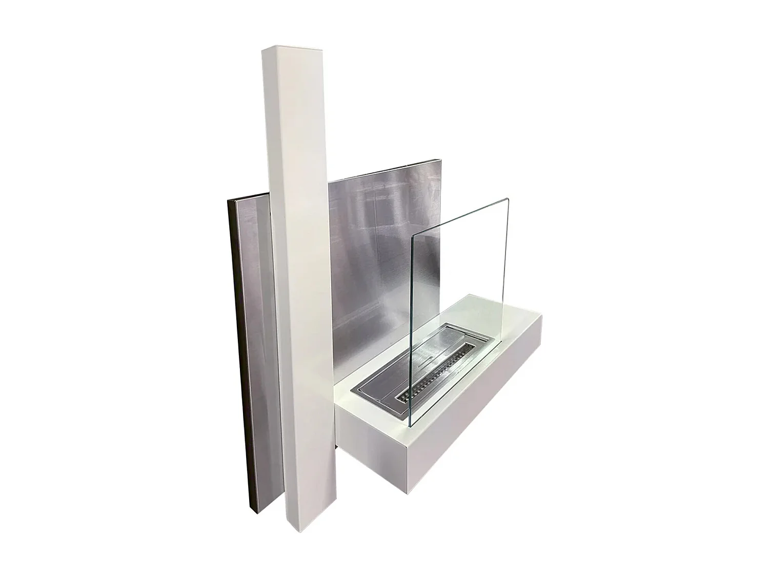 Vienna - Cheminée éthanol murale 65x23xH75 cm, couleur blanc