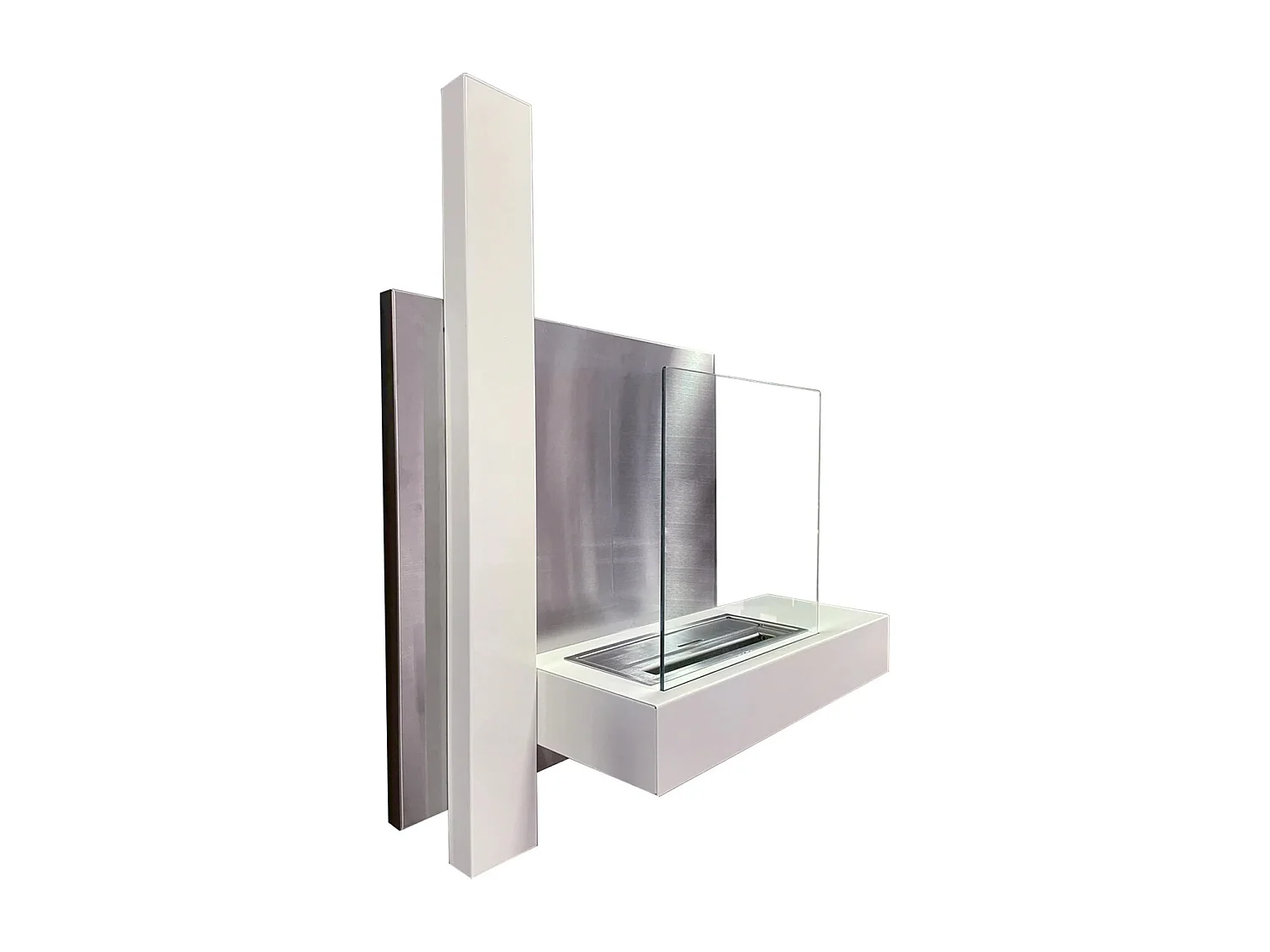 Vienna - Cheminée éthanol murale 65x23xH75 cm, couleur blanc