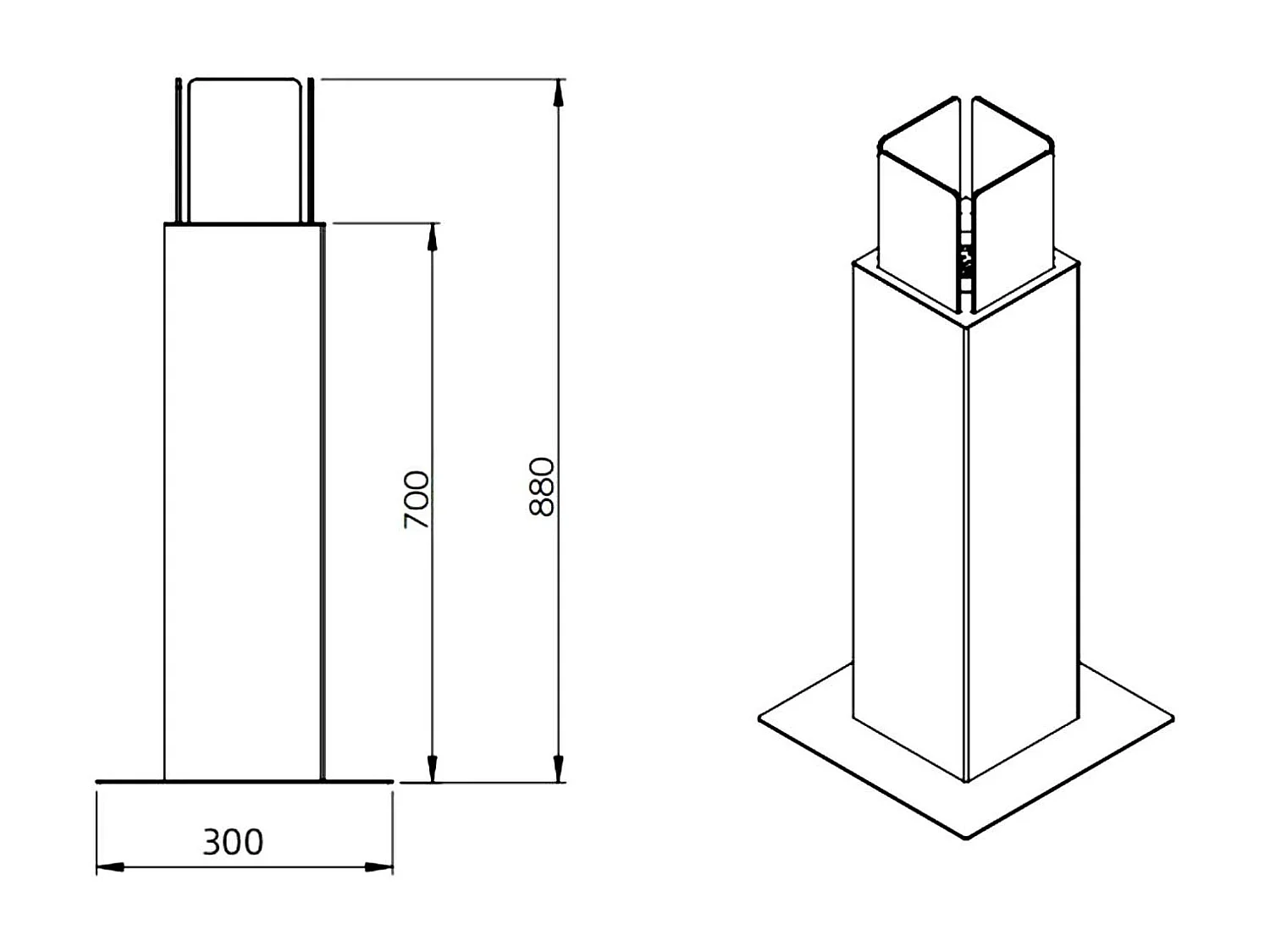 Capri - Camino a bioetanolo da esterno 20x20x70 cm, colore nero