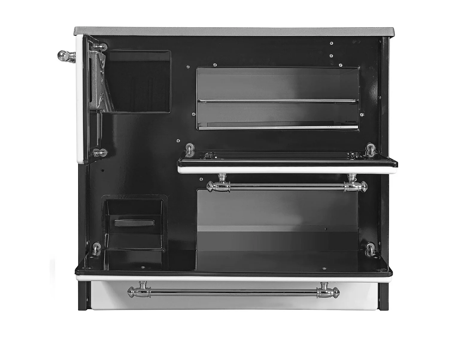 Beatrice - Stufa a legna con cucina e forno 87x51xH79 cm, colore nero