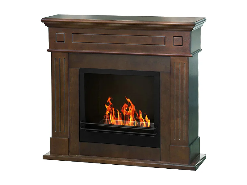 Cambridge - Camino a bioetanolo da terra in legno 110x37xH102 cm, colore marrone