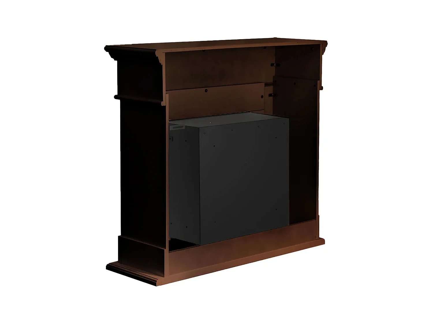Cambridge - Cheminée au bioéthanol de sol en bois 110x37xH102 cm, couleur brun