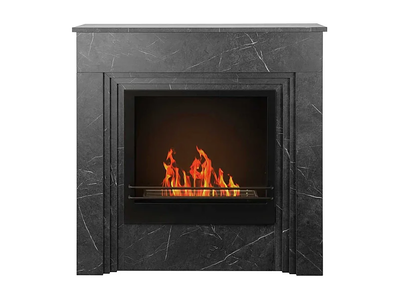 Bellini - Chimenea de bioetanol de suelo 96x35xH96 cm, efecto mármol negro
