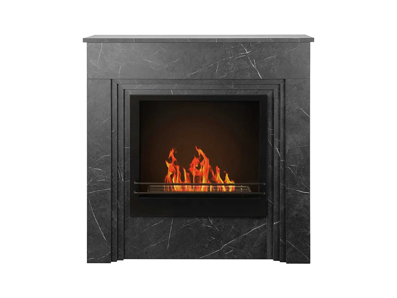 Bellini - Camino a bioetanolo da terra 96x35xH96 cm, effetto marmo nero