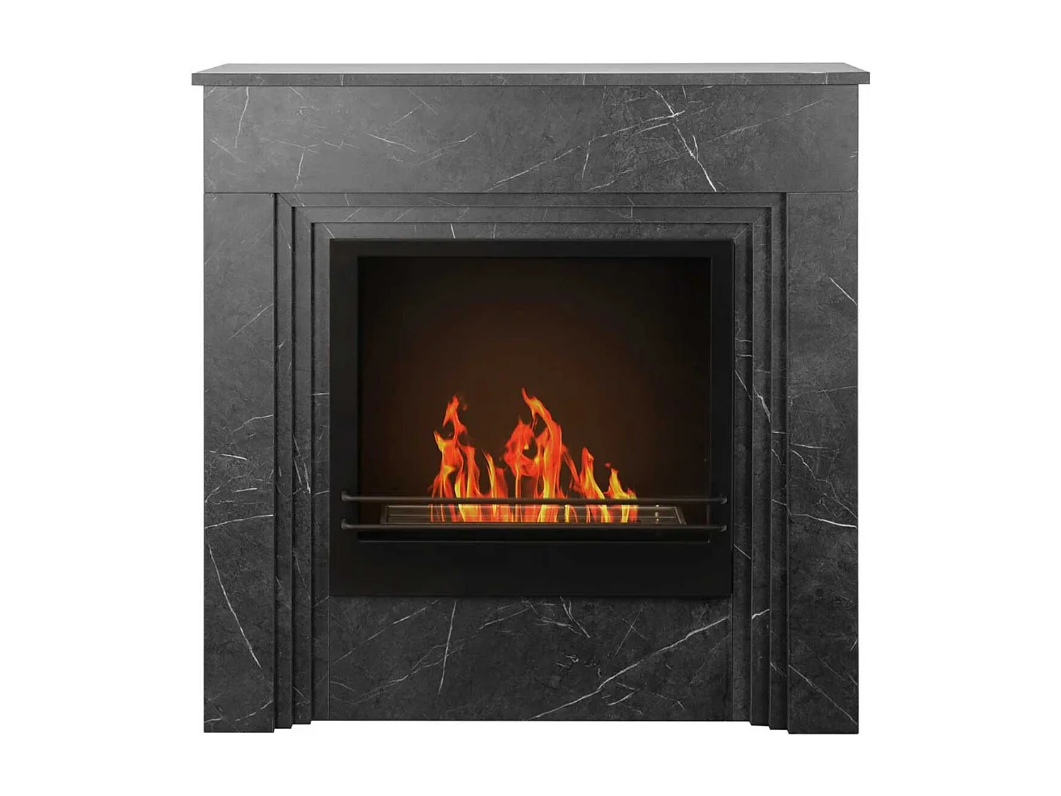 Bellini - Camino a bioetanolo da terra 96x35xH96 cm, effetto marmo nero