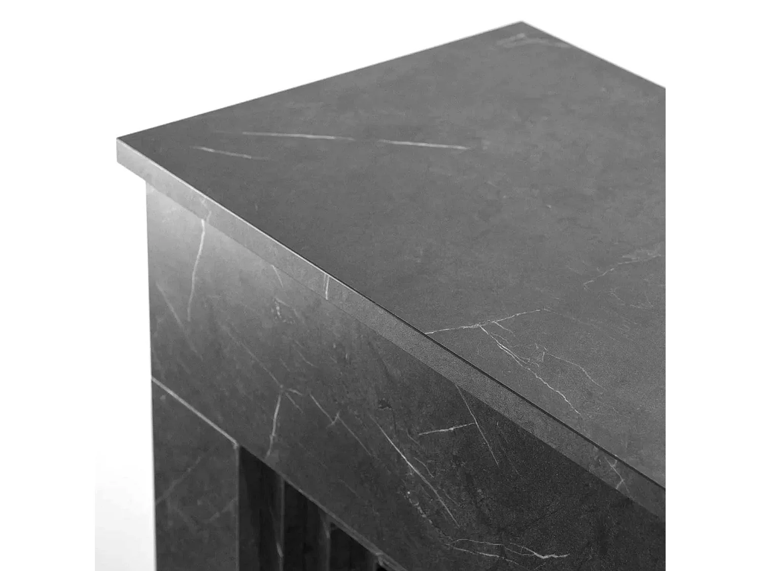 Bellini - Camino a bioetanolo da terra 96x35xH96 cm, effetto marmo nero