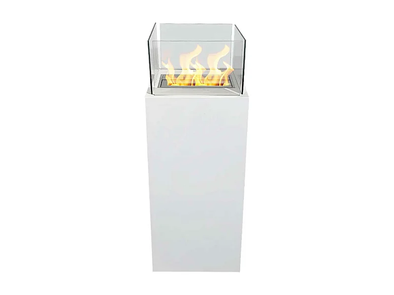 Ischia - Chimenea de bioetanol para exterior 40x40x115 cm, color blanco