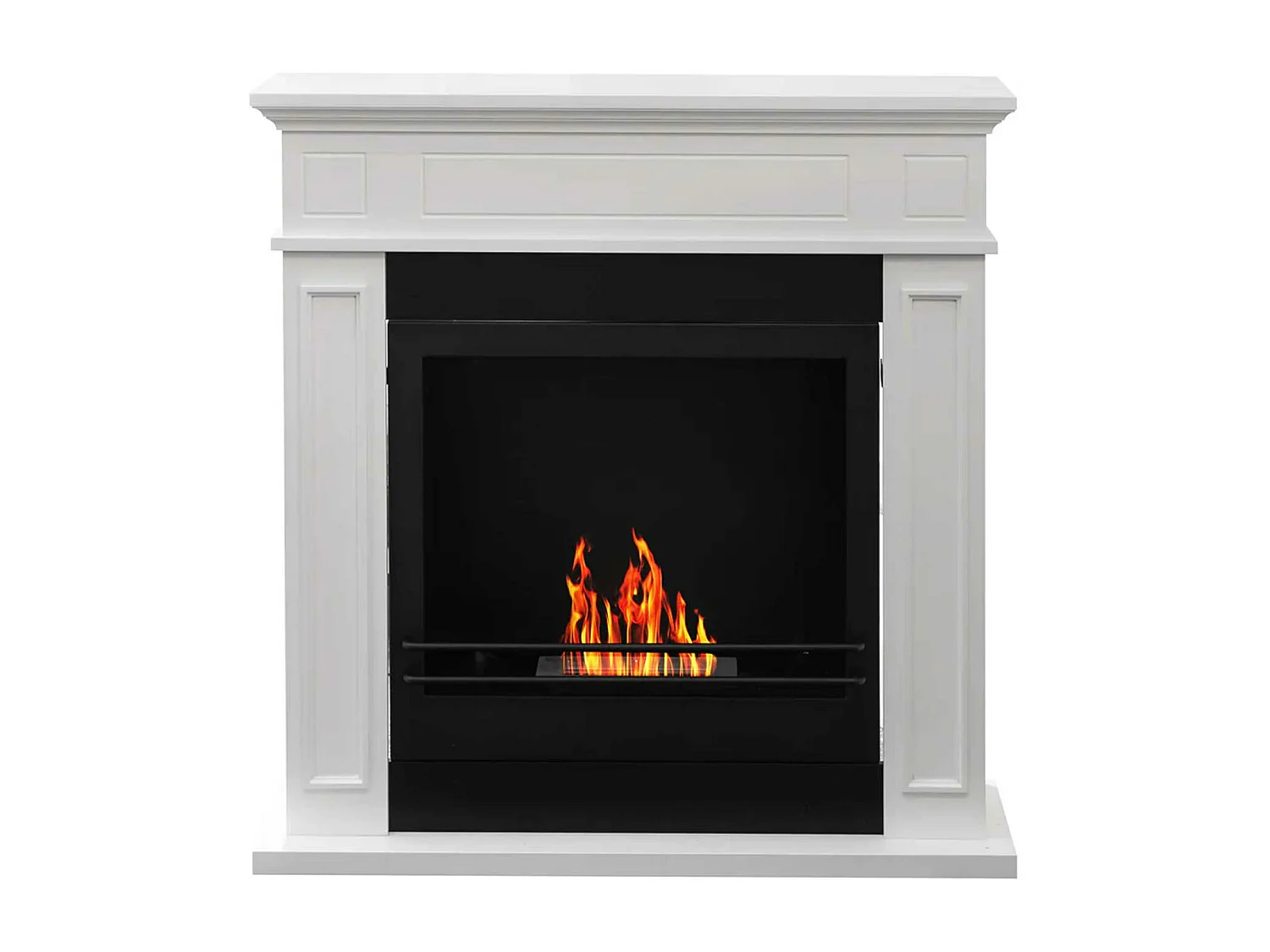 Jefferson - Chimenea de bioetanol de suelo de madera 89,5x28xH90,5 cm, color blanco