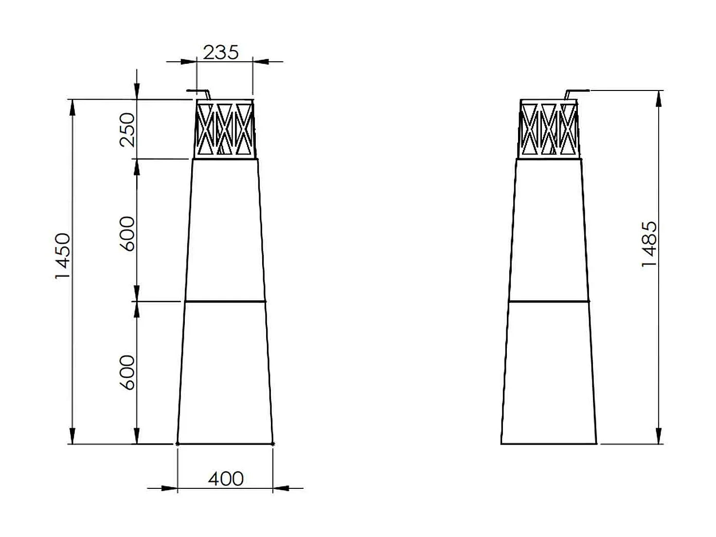 Vulcano - Camino a bioetanolo da esterno 40x40x145 cm, colore bianco