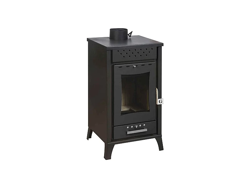 Olga - Poêle à bois 15 Kw 45,5x48,5xH91 cm, noir