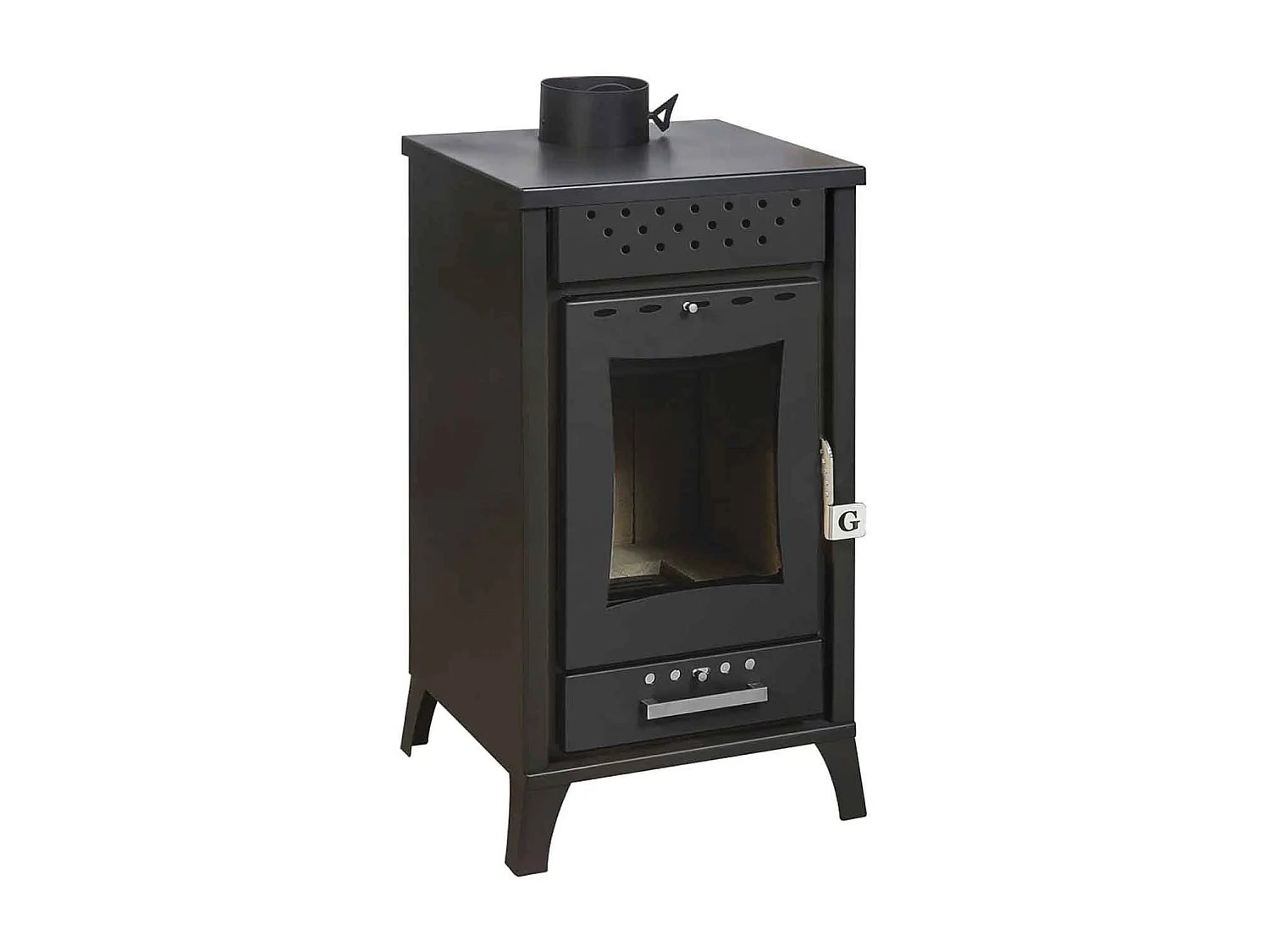 Olga - Poêle à bois 15 Kw 45,5x48,5xH91 cm, noir