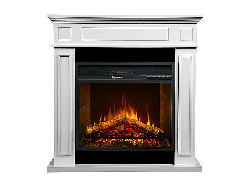 Jefferson - Camino elettrico da terra in legno 89,5x28xH90,5 cm, effetto fiamma