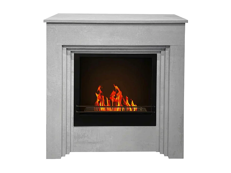 Bellini - Chimenea de bioetanol de suelo 96x35xH96 cm, efecto cemento