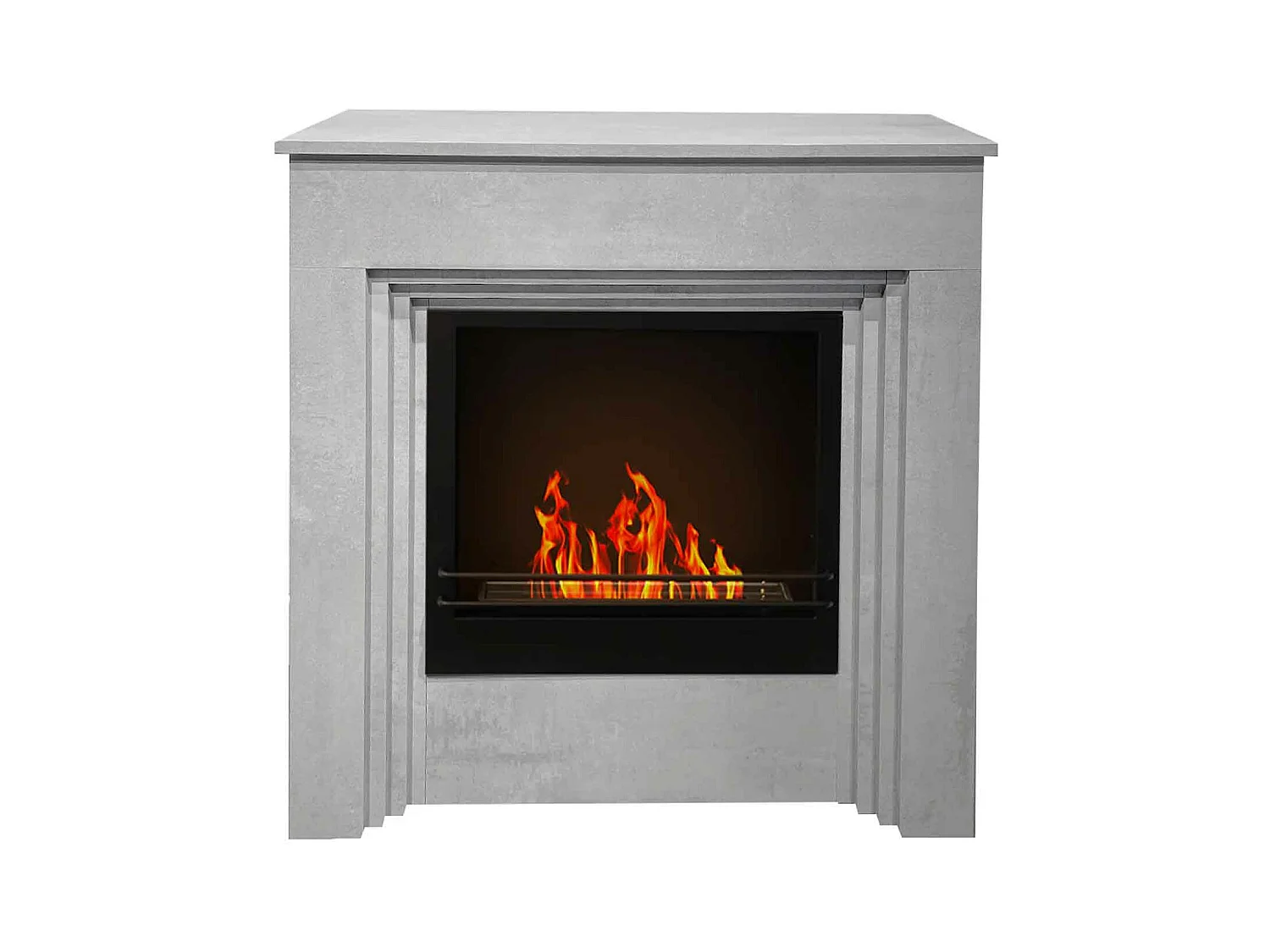 Bellini - Chimenea de bioetanol de suelo 96x35xH96 cm, efecto cemento