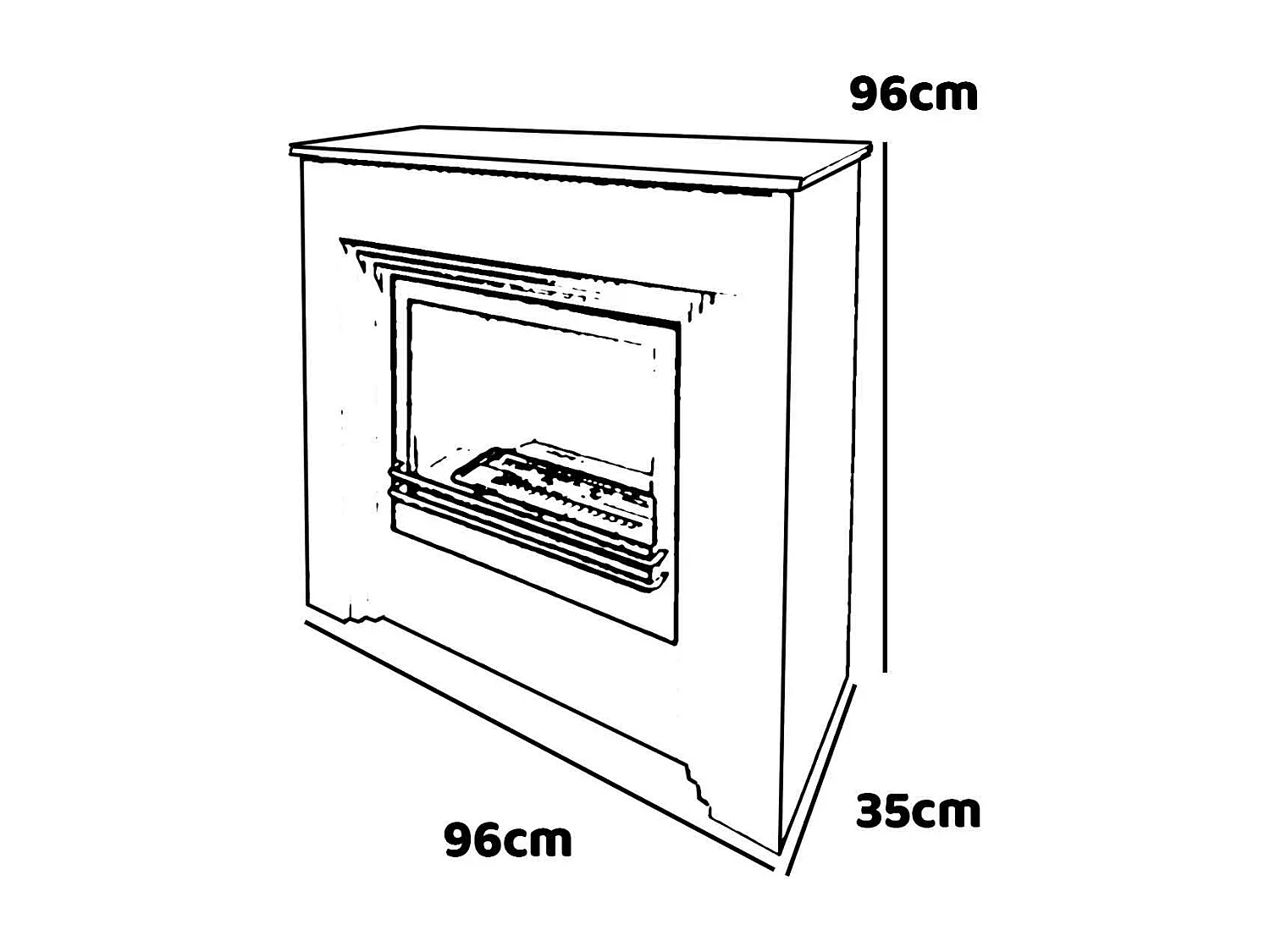 Bellini - Chimenea de bioetanol de suelo 96x35xH96 cm, blanco