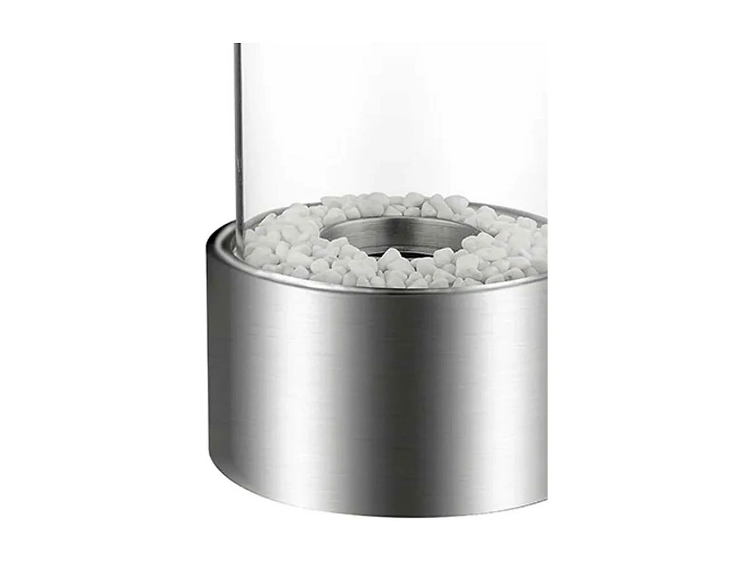 Marsiglia - Camino a bioetanolo da tavolo per interni ed esterni ø16 x H27 cm, colore silver