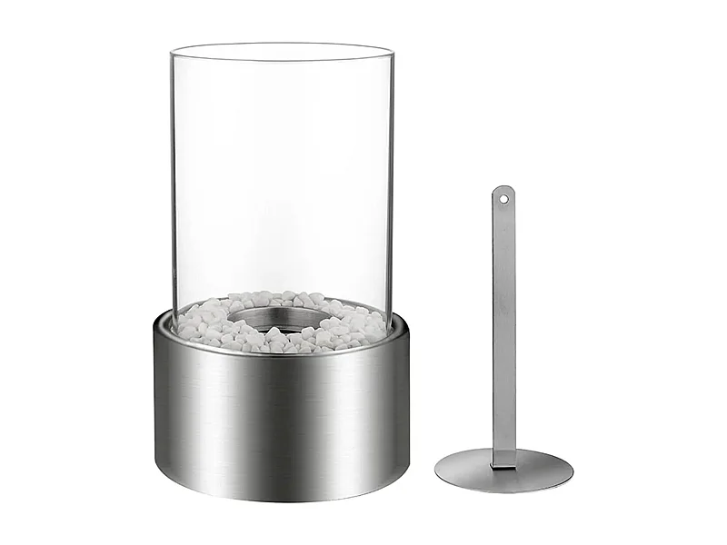Marsiglia - Chimenea de bioetanol de mesa para interior y exterior ø16 x H27 cm, color silver