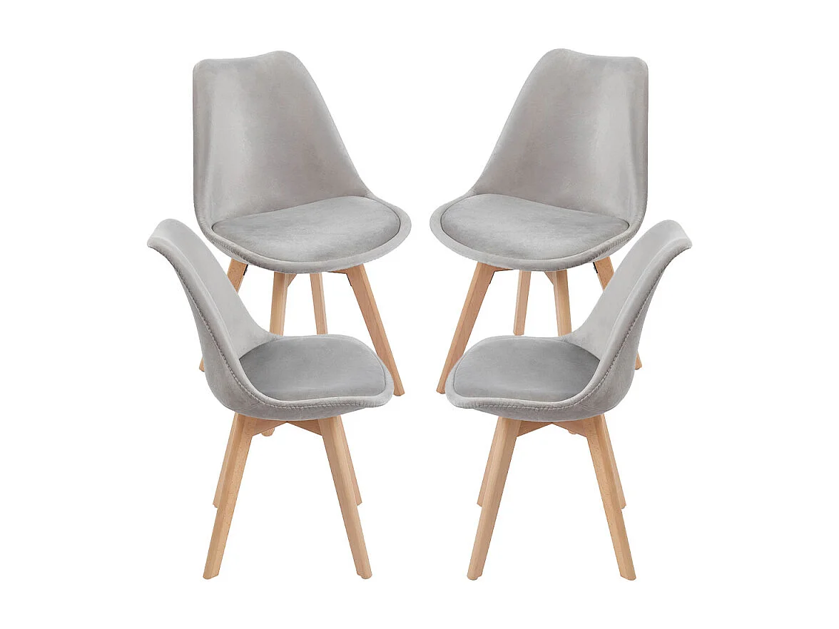 Packs Sillas Comedor - Pack 4 Sillas Synk Terciopelo - Gris claro