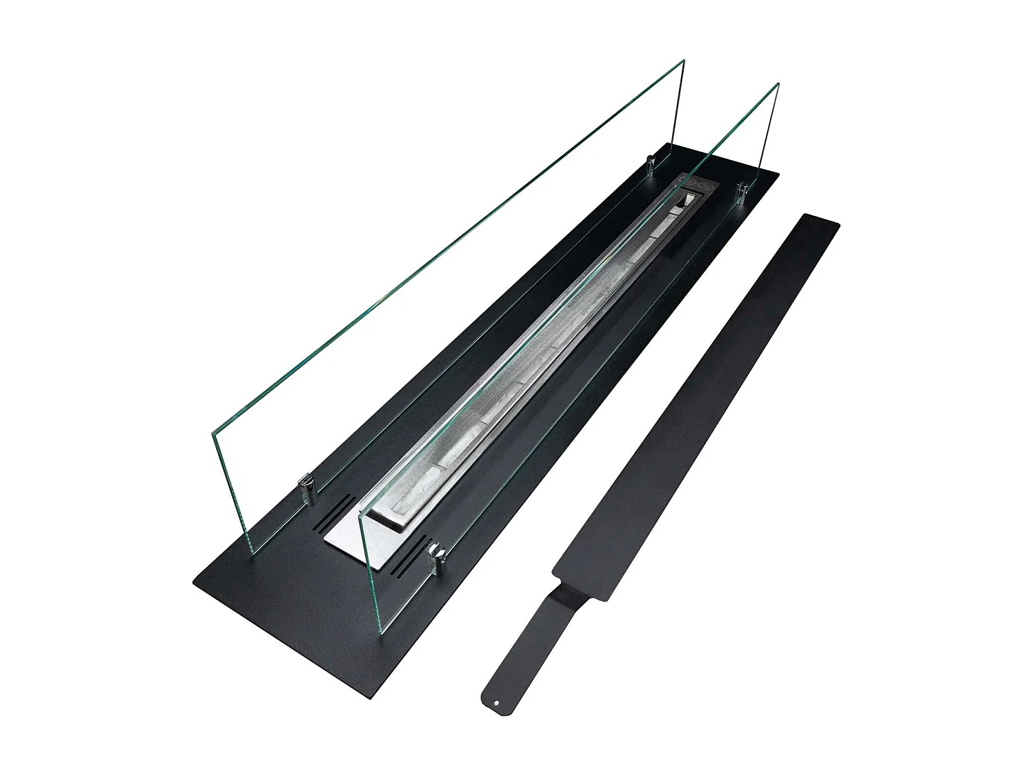 Bruciatore a bioetanolo per camino 1 L, in acciaio inox e vetro temperato 99 cm