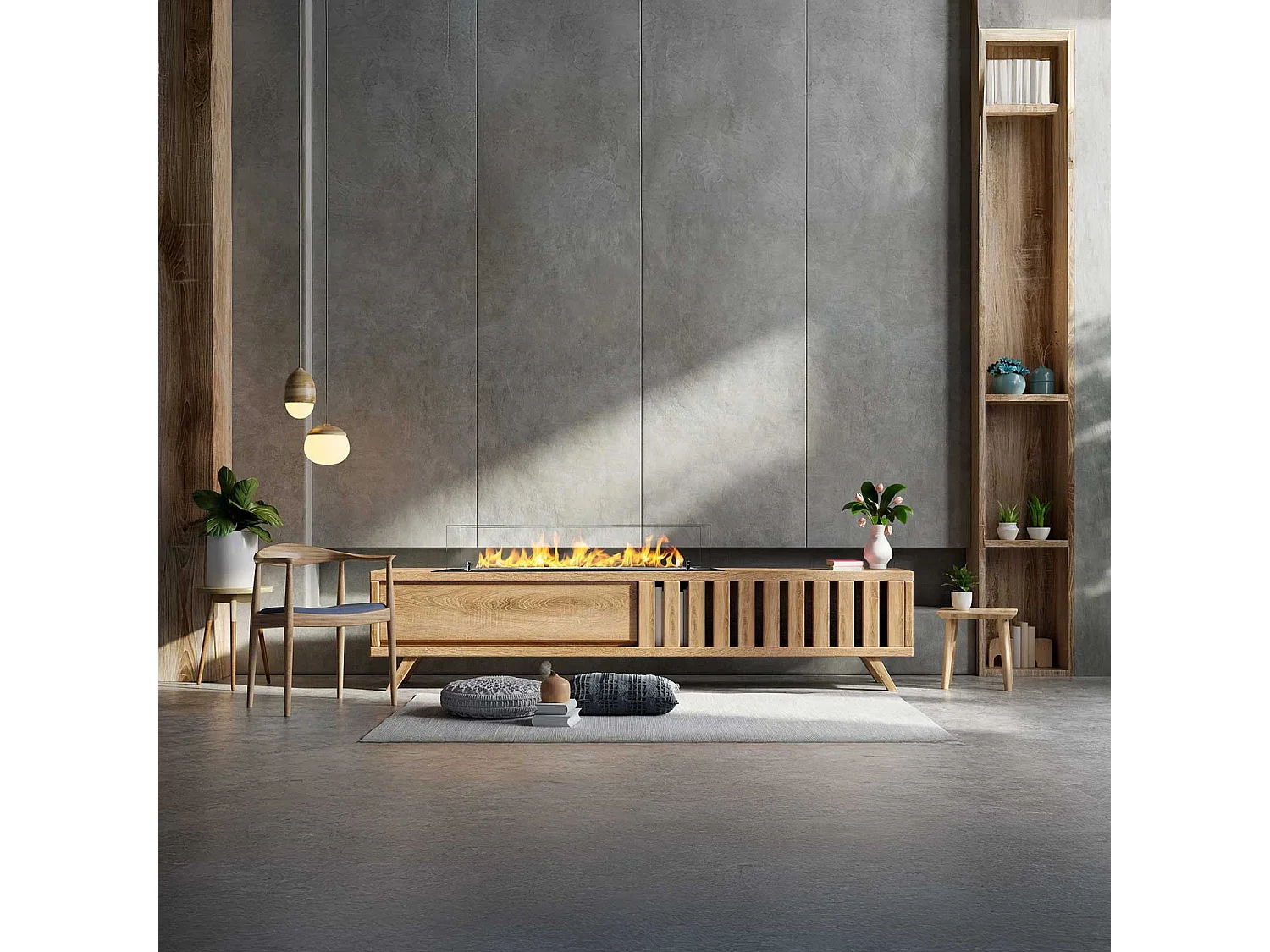 Bruciatore a bioetanolo per camino 1 L, in acciaio inox e vetro temperato 99 cm