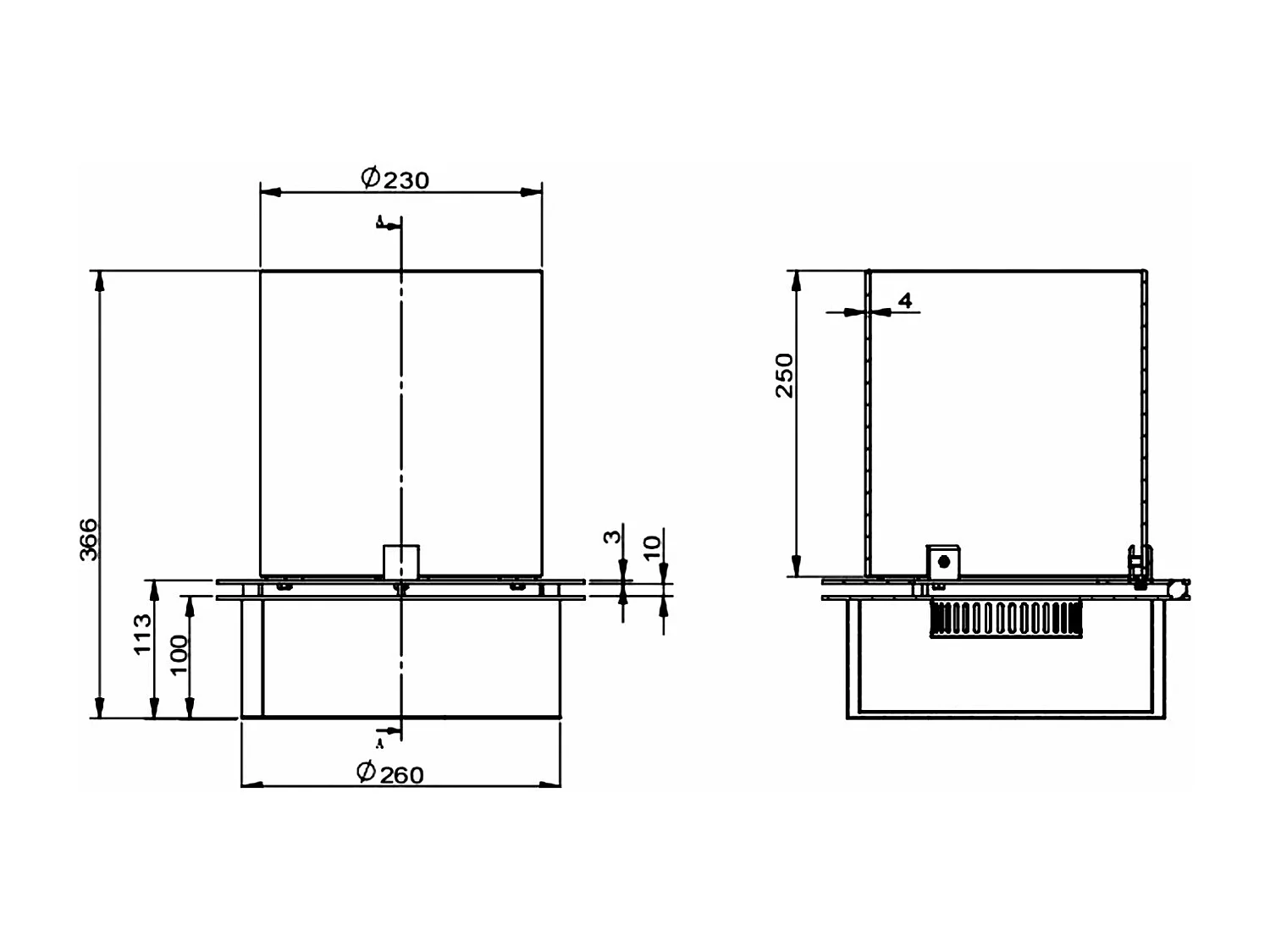 Quemador de bioetanol para chimenea 3 L, acero inoxidable y vidrio templado ø30 cm