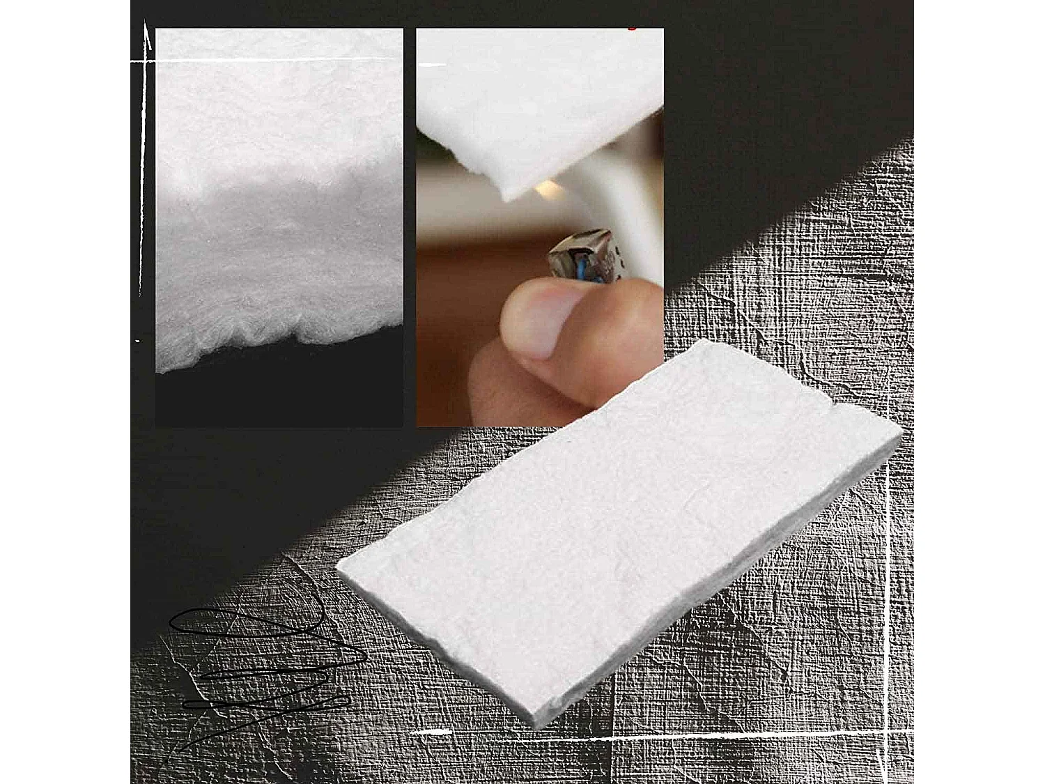 Lana in fibra di ceramica per ricambio bruciatore camino a bioetanolo 30x20xH2,5 cm