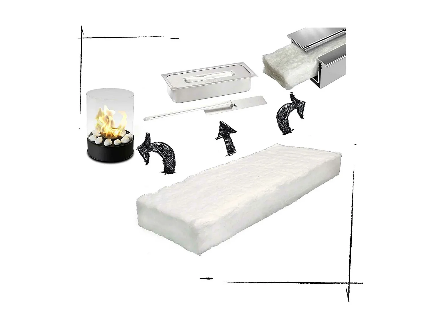 Lana de cerámica para chimenea de bioetanol 30x20xH2,5 cm