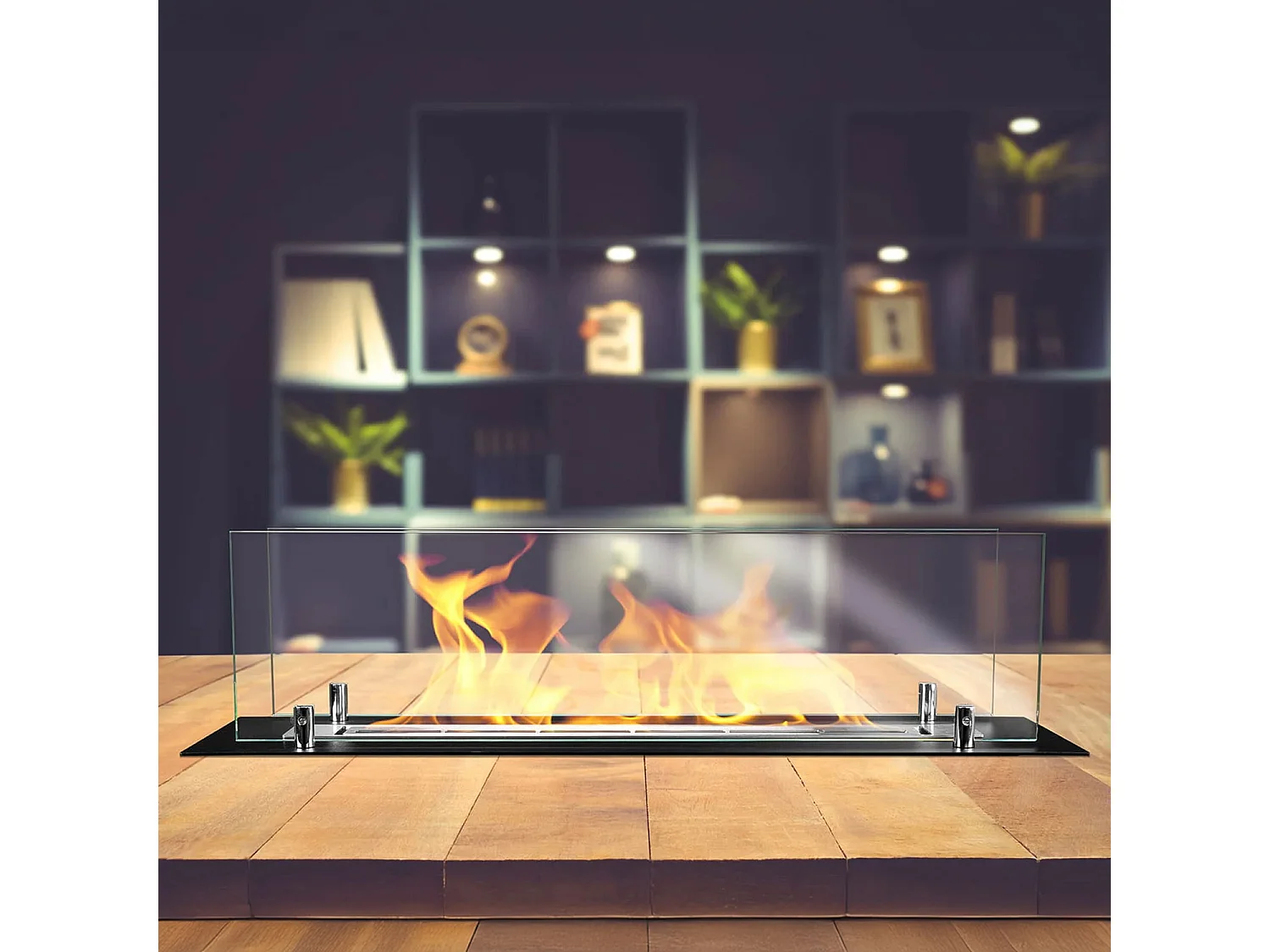 Bruciatore a bioetanolo per camino 0,7 L, in acciaio inox e vetro temperato 64,5 cm