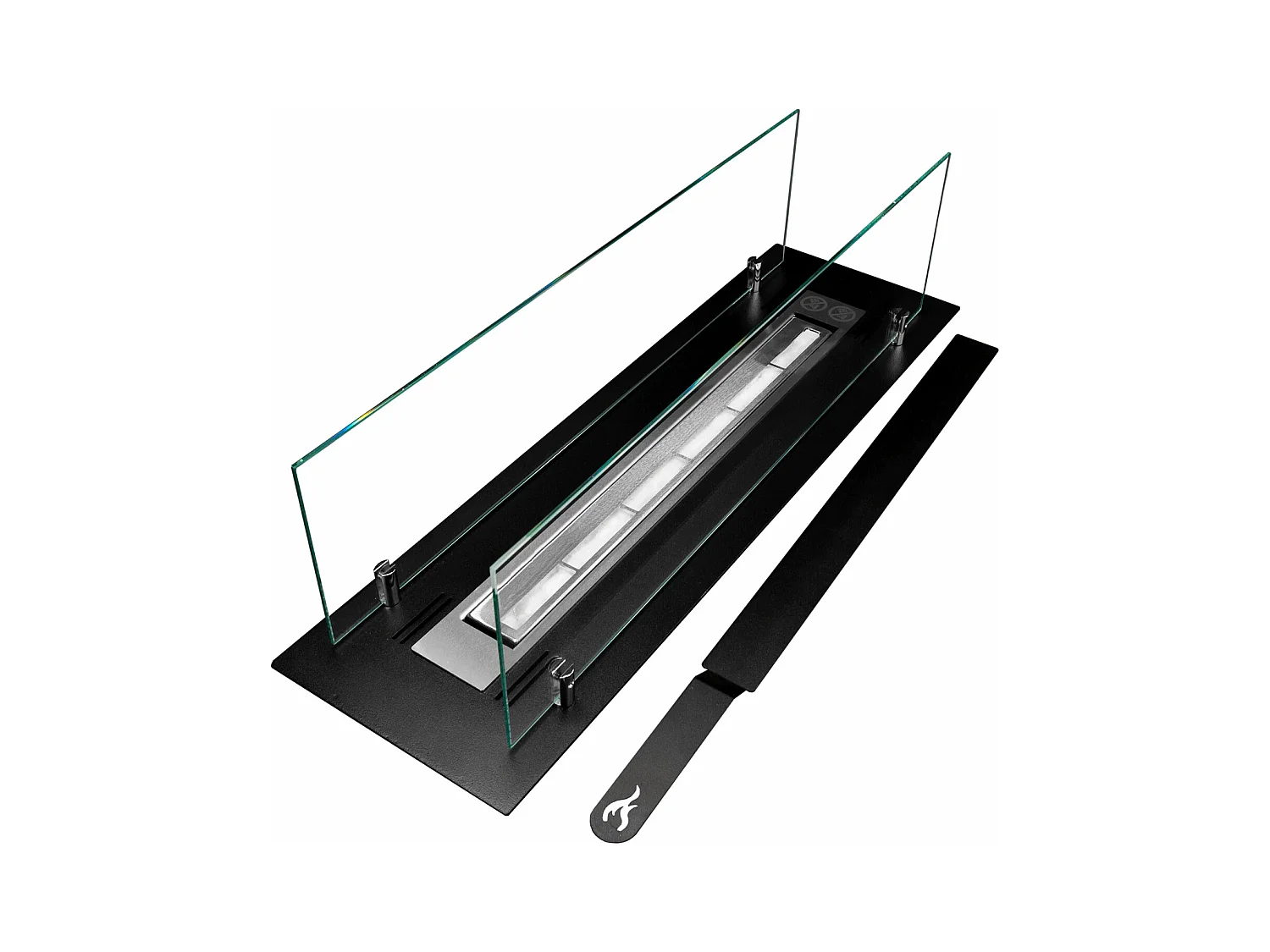 Brûleur éthanol pour cheminée 0,7 L, en acier inoxydable et verre trempé 64,5 cm