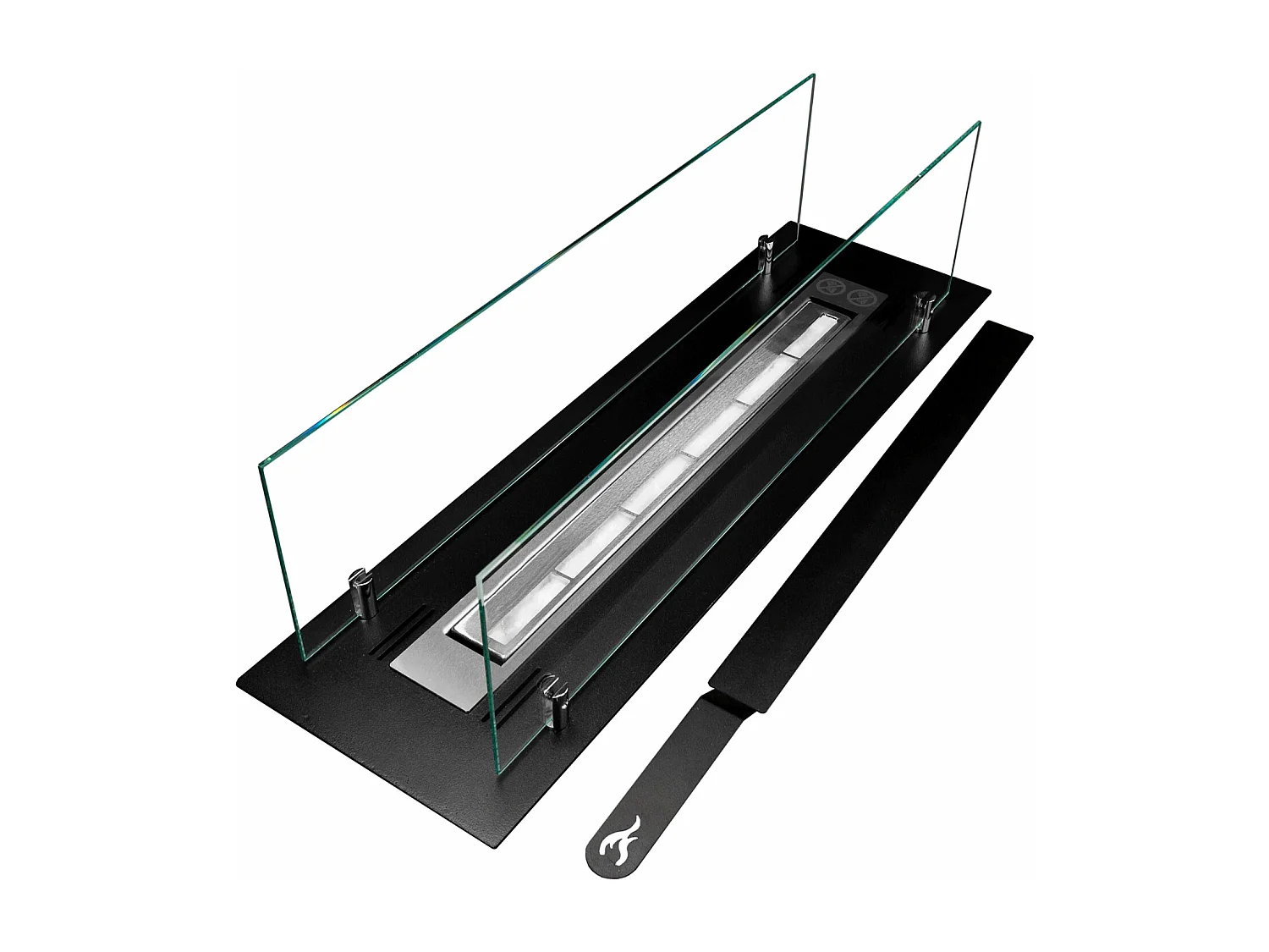 Bruciatore a bioetanolo per camino 0,7 L, in acciaio inox e vetro temperato 64,5 cm