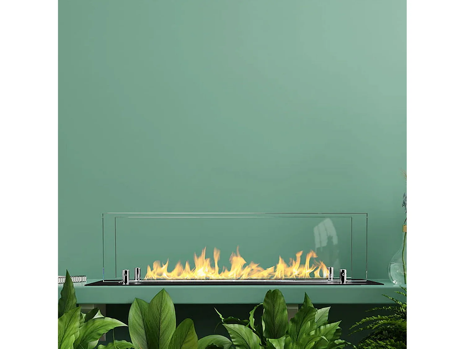 Bruciatore a bioetanolo per camino 0,7 L, in acciaio inox e vetro temperato 64,5 cm