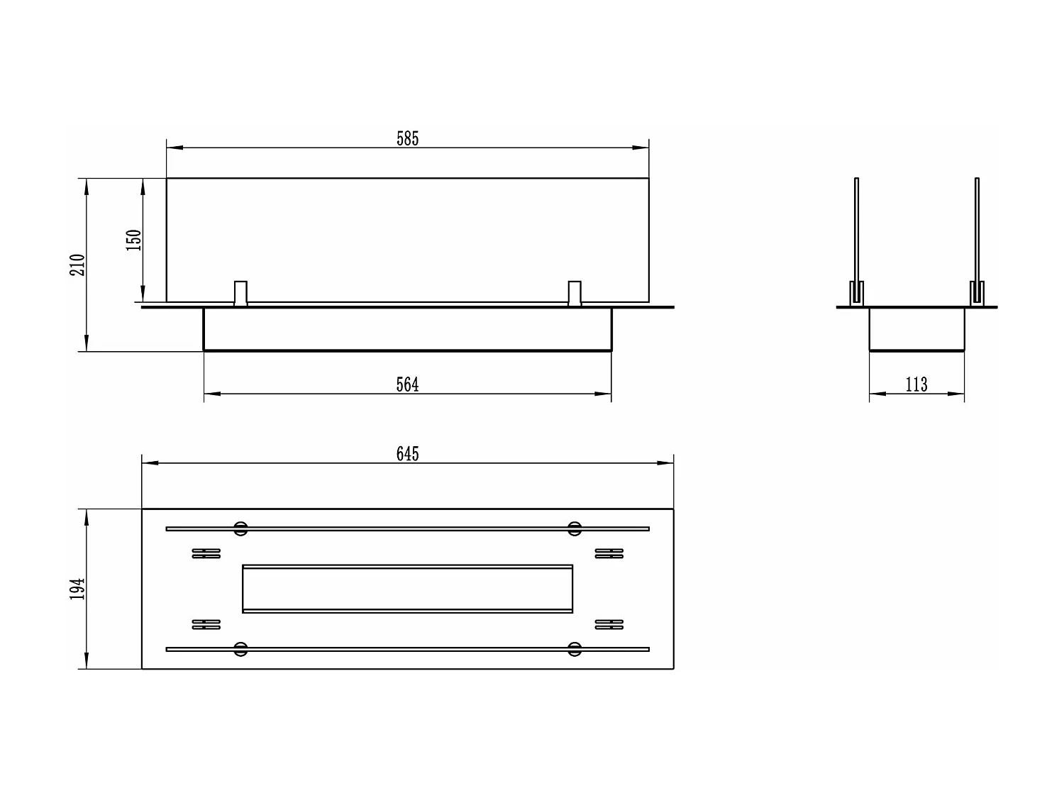 Bruciatore a bioetanolo per camino 0,7 L, in acciaio inox e vetro temperato 64,5 cm