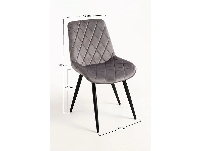 Sillas - Silla Min Terciopelo - Gris