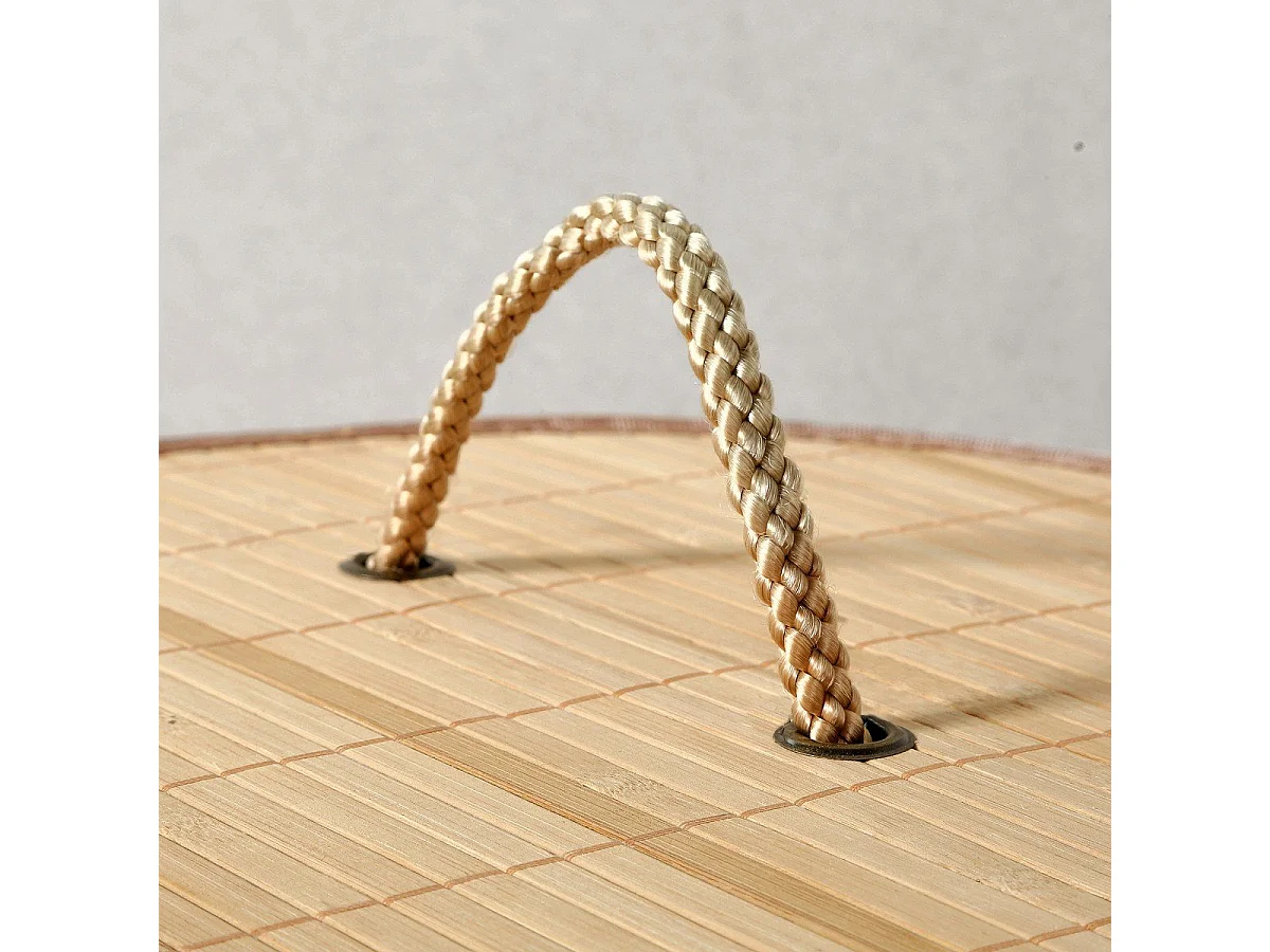 Cesto portabiancheria rotondo in bambù 60L - H50 cm