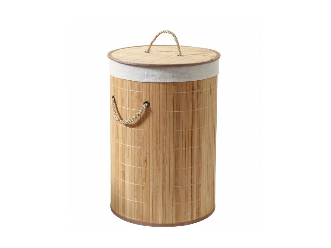 vente unique Panier à linge rond en bambou 60L - H50 cm