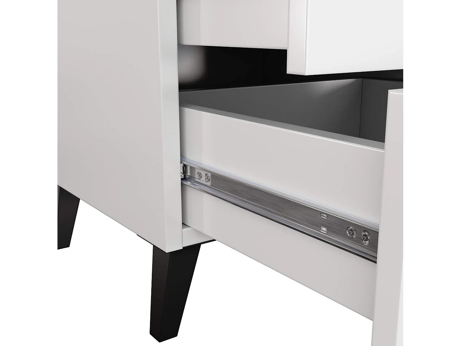 Nachtkastje MOBI met 3 Lades / AKORD Furniture Factory / Wit met Zwarte Handgrepen / 40 x 58 x 37 cm