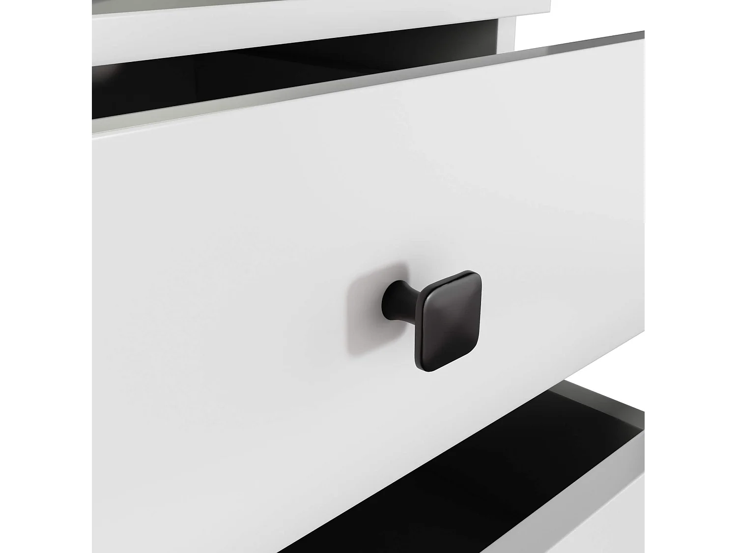 Nachtkastje MOBI met 3 Lades / AKORD Furniture Factory / Wit met Zwarte Handgrepen / 40 x 58 x 37 cm