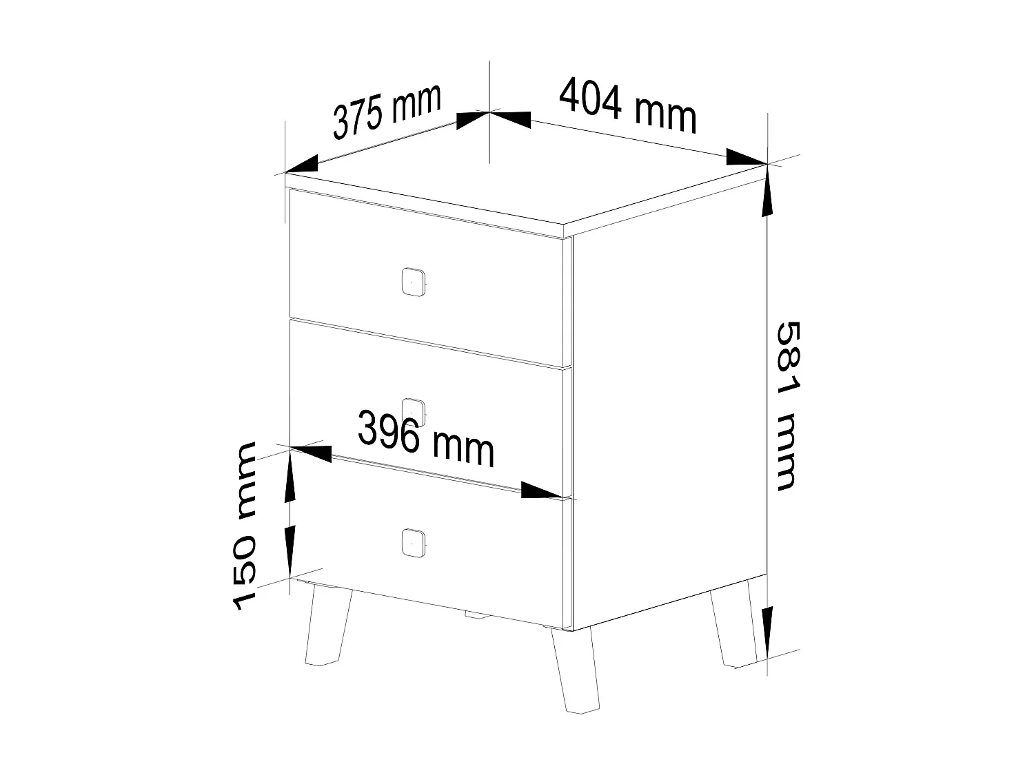 Szafka nocna AKORD MOBI Biała 40 cm 3 szuflady kolor Biały mat 40x37x58 cm