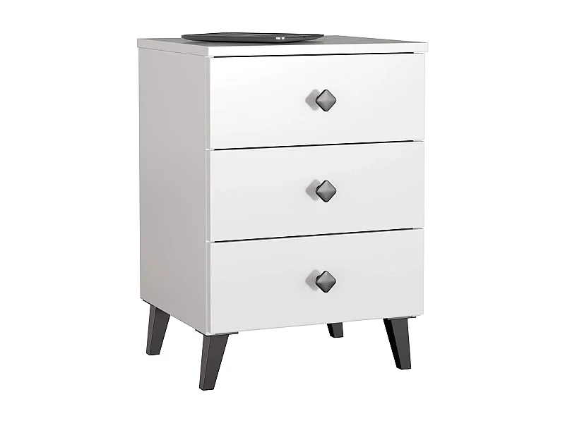 Szafka nocna AKORD MOBI Biała 40 cm 3 szuflady kolor Biały mat 40x37x58 cm