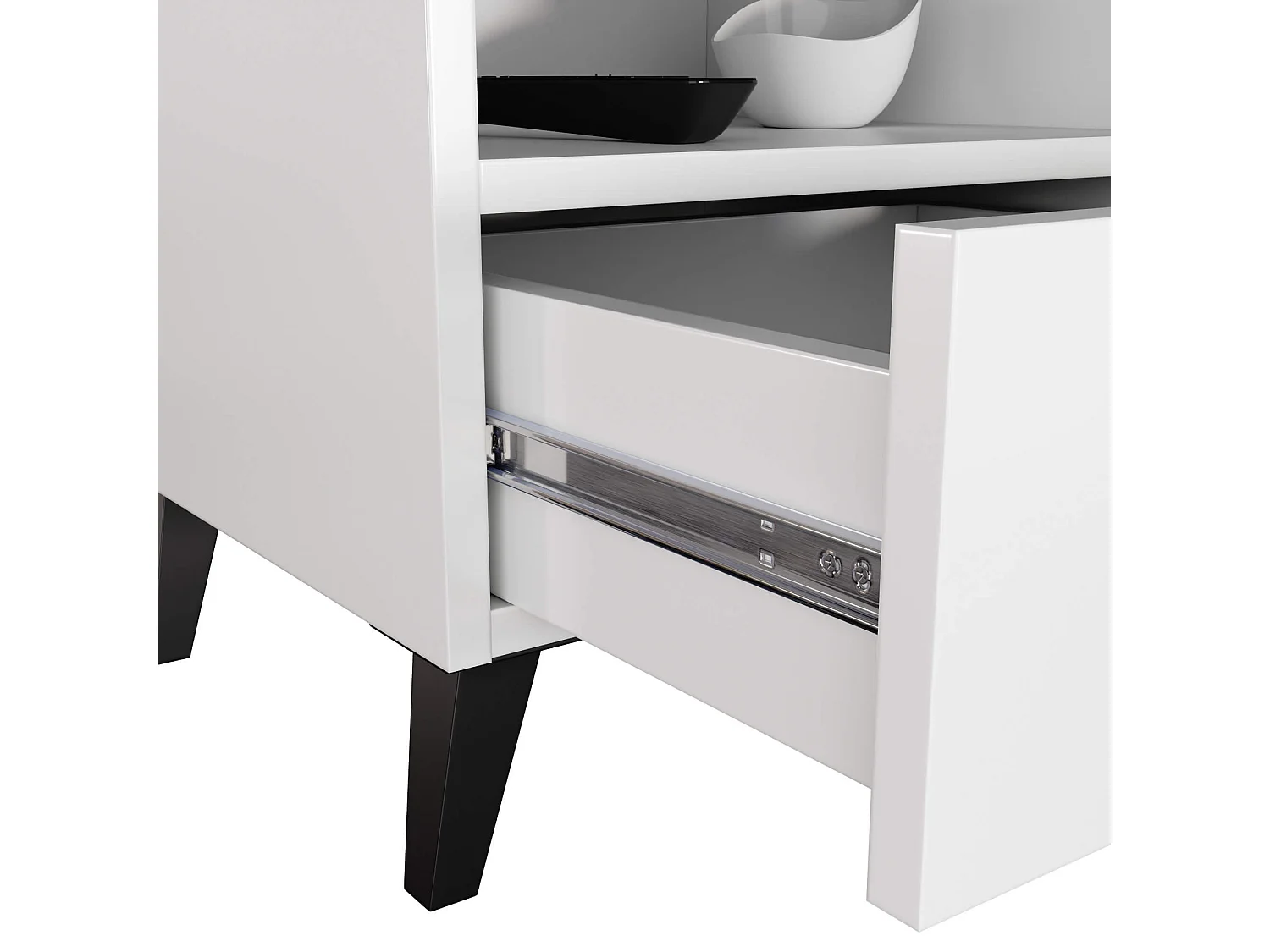 Nachttisch AKORD MOBI in der Farbe Weiß mit Schublade B40 x H43 x T37 cm