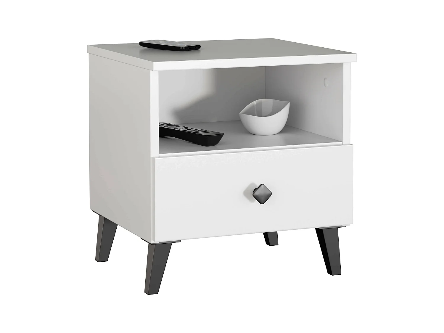 Szafka nocna AKORD MOBI Biała 40 cm 1 szuflada kolor Biały mat 1 półka 40x37x43 cm
