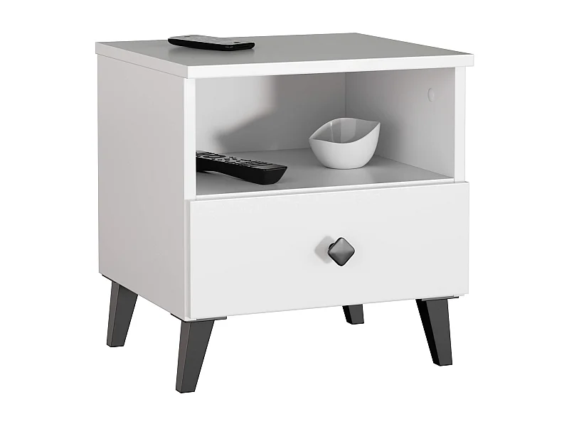 Szafka nocna AKORD MOBI Biała 40 cm 1 szuflada kolor Biały mat 1 półka 40x37x43 cm