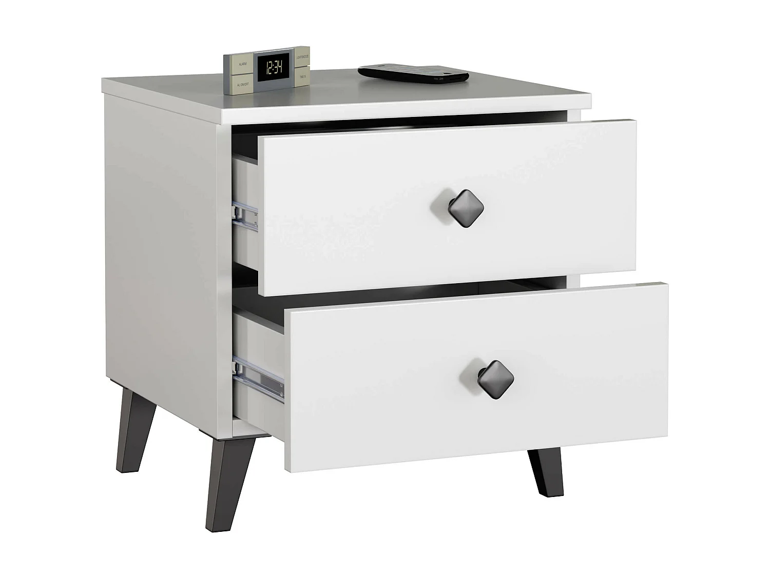 Comodino AKORD MOBI color bianco con 2 cassetti L40 x H43 x P37 cm