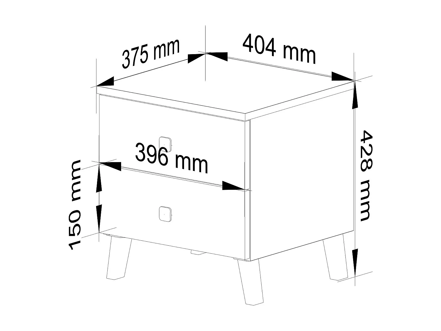 Comodino AKORD MOBI color bianco con 2 cassetti L40 x H43 x P37 cm
