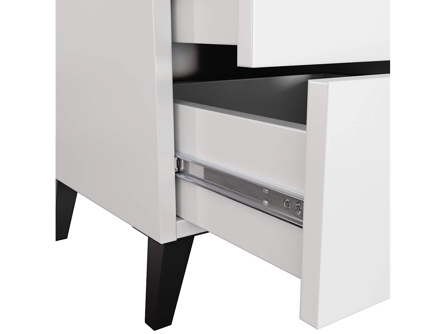 Nachtkastje MOBI met 2 Lades / AKORD Furniture Factory / Wit met Zwarte Handgrepen / 40 x 43 x 37 cm