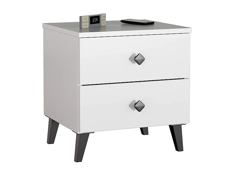 Table de chevet AKORD MOBI Blanc 40 cm 2 tiroirs façade Blanche 40x37x43 cm