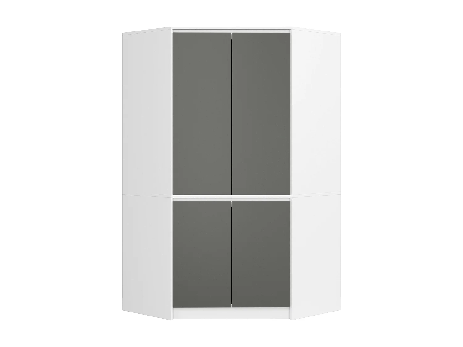 Kleiderschrank Weiß 100 cm 4 Türen Front Grau 6 Regalböden B100xH180xT50 cm