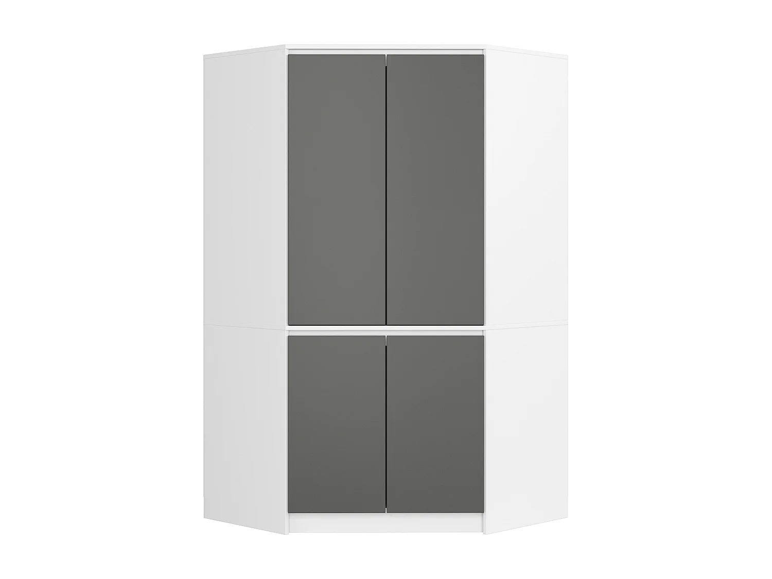 Hoekkast S100 / Kleidingkast met 4 Deuren / AKORD Furniture Factory / Wit - Grafietgrijs / 100 x 180 x 50 cm