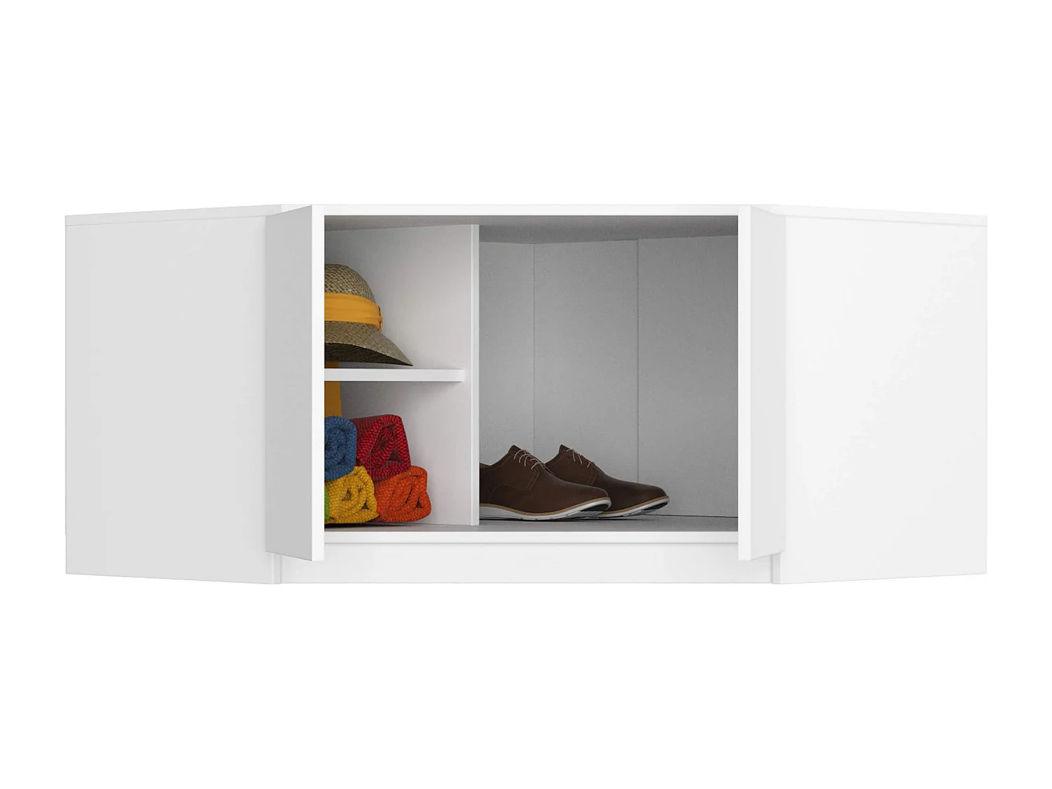 Surmeuble pour armoire AKORD S100 Blanc 100 cm 2 portes façade Blanche 3 étagères 100x50x55 cm